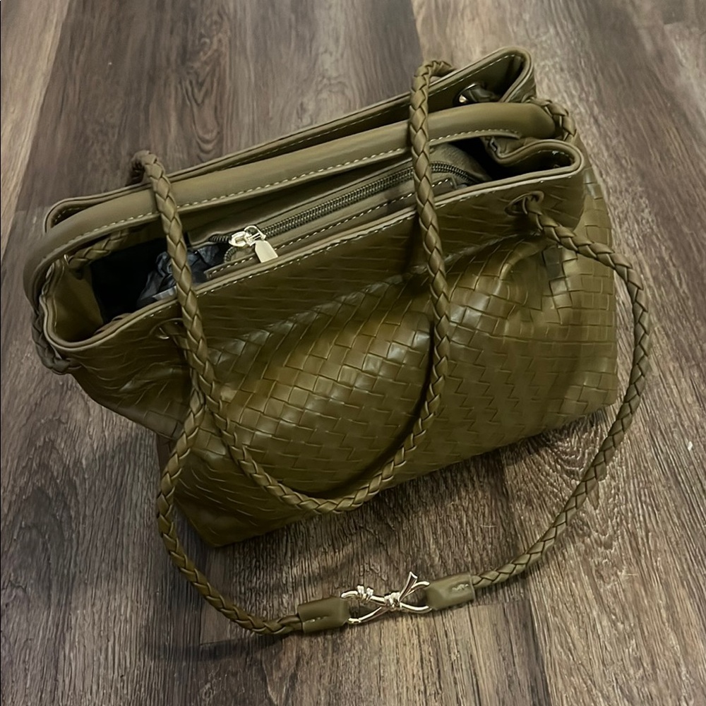 Designer Handbag, Green, New, Woven